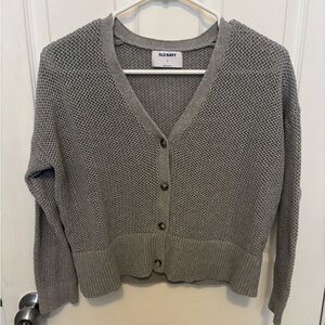 Old Navy Women's Gray Knit Cropped Cardigan Sweater Size M